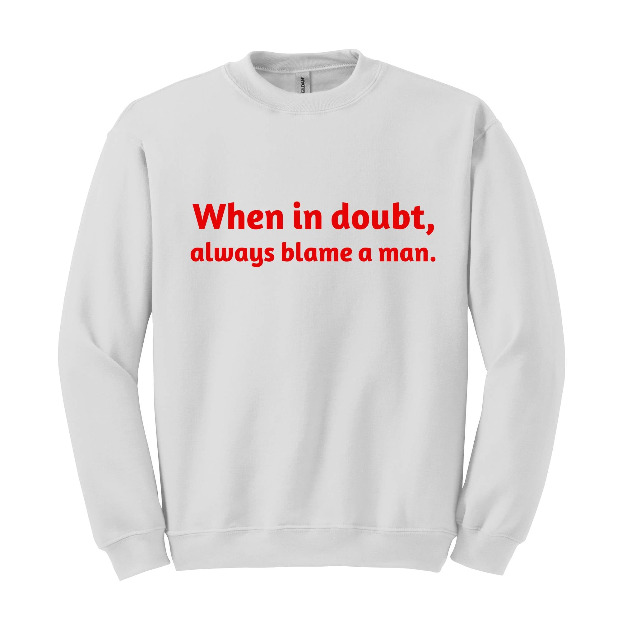 When In Doubt Always Blame A Man Sweatshirt,  Motivational Sweatshirt, Trendy Dad Gift