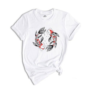 Japanese Street Wear, Japanese Art T-Shirt, Koi Fish Tee, Japanese Koi Fish, Yin Yang Art Drawing Shirt, Cute Animal Gift