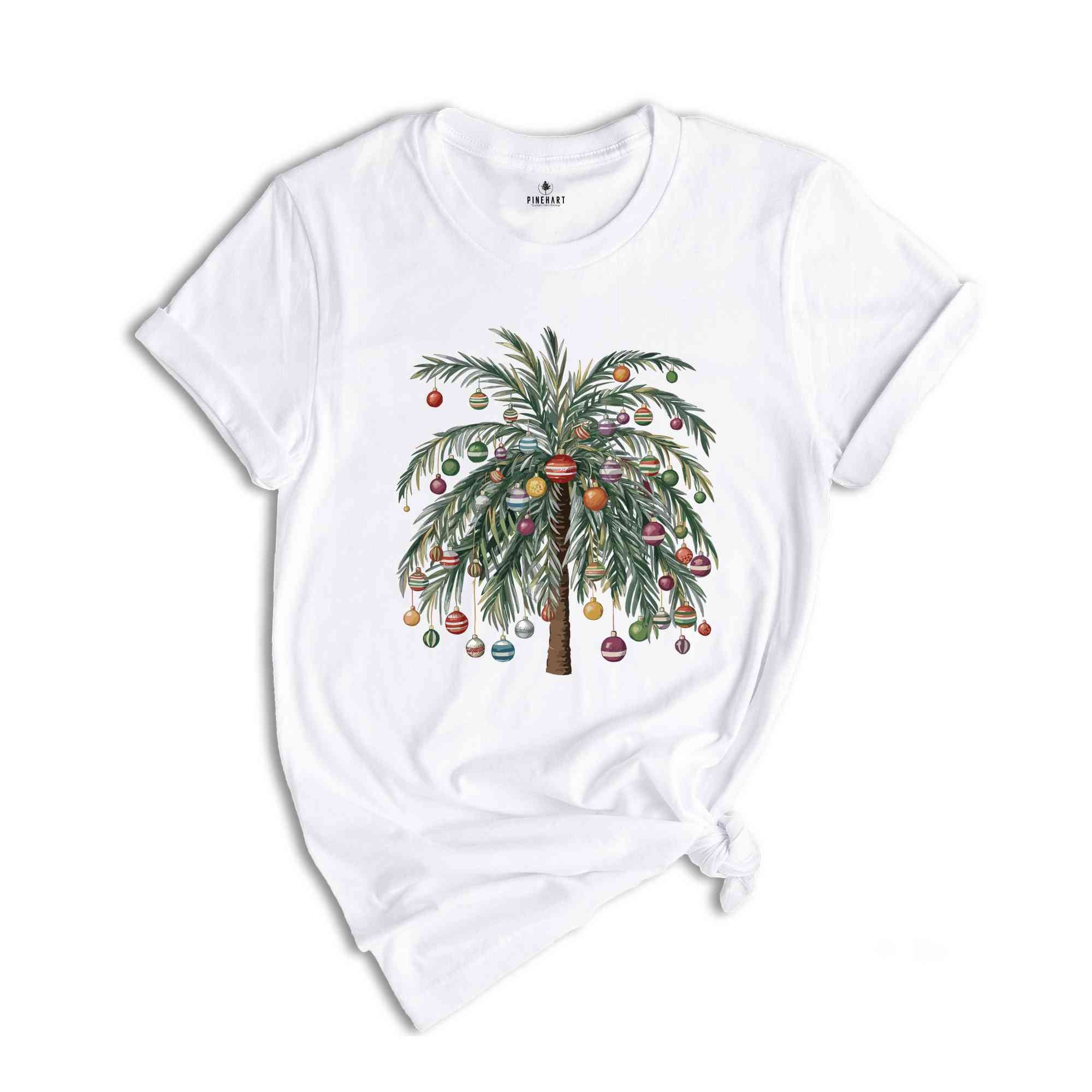 Tropical Christmas Tree Raglan, Palm Tree Holiday Tshirt, Cute Beach Christmas Raglan Shirt, Christmas Palm Tree Shirt