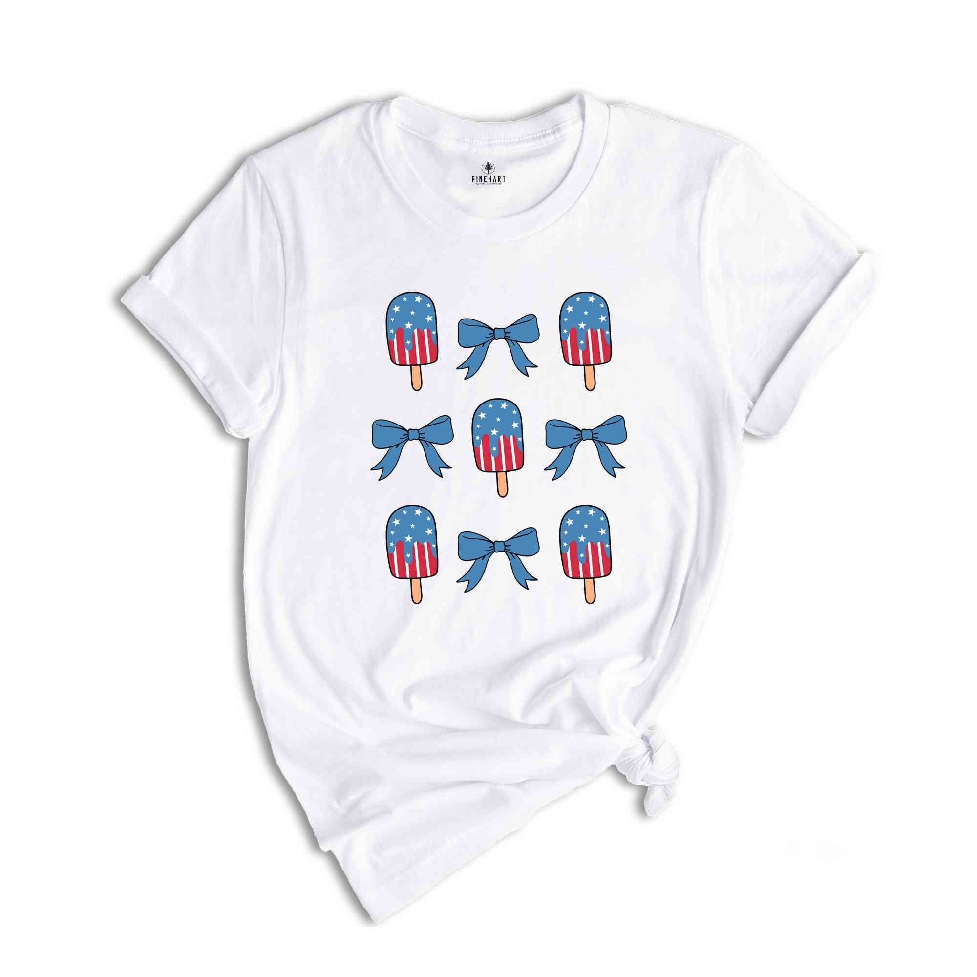 American Bow Shirt, Coquette 4th of July Shirt, America Shirt, Retro 4th of July Shirt, Independence Day Gifts, Patriotic Shirt