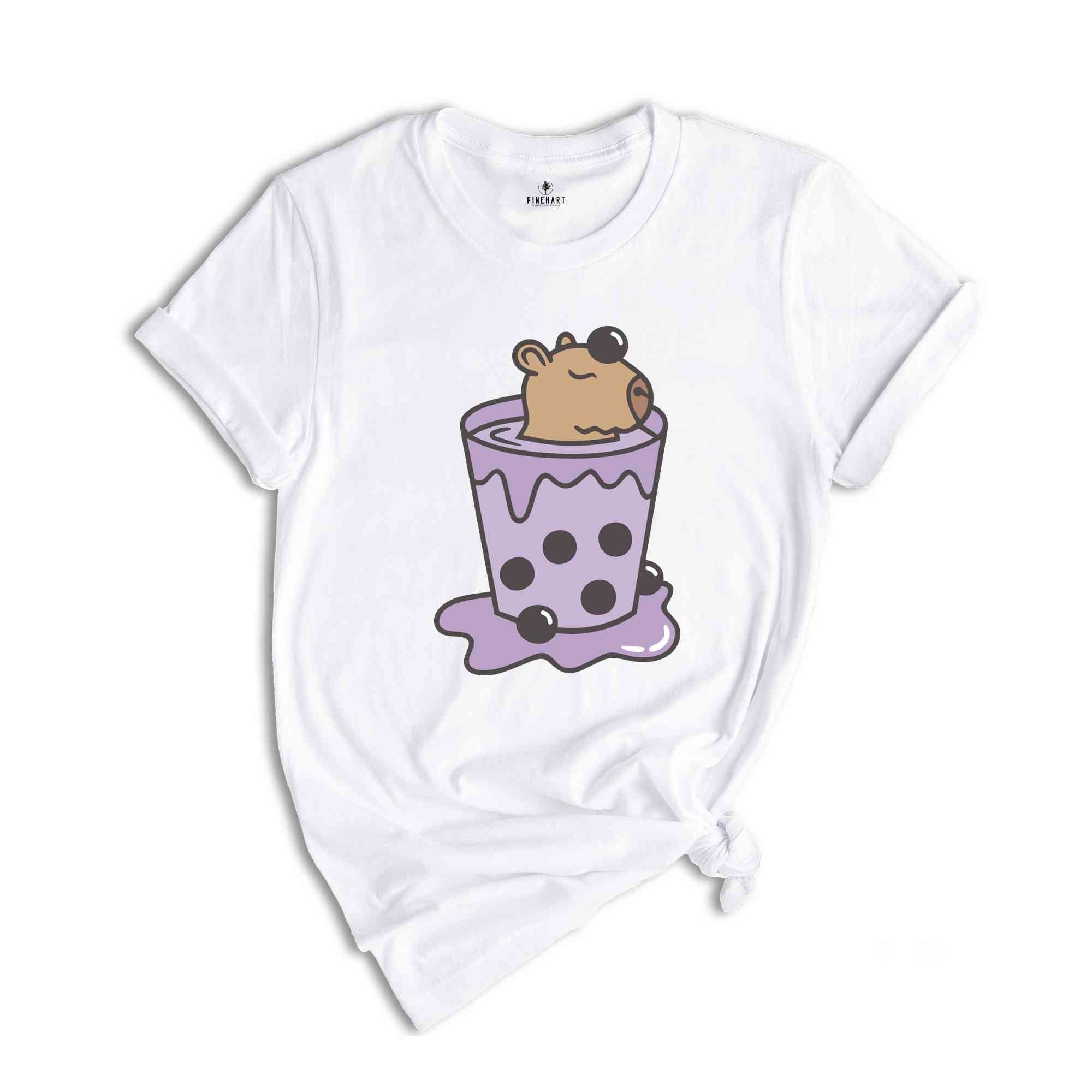 Cute Capybara T-Shirt, Capybobara Shirt, Capybara Lover T-Shirt, Capybara In A Cup Tee, Boba Tea Lover Shirt