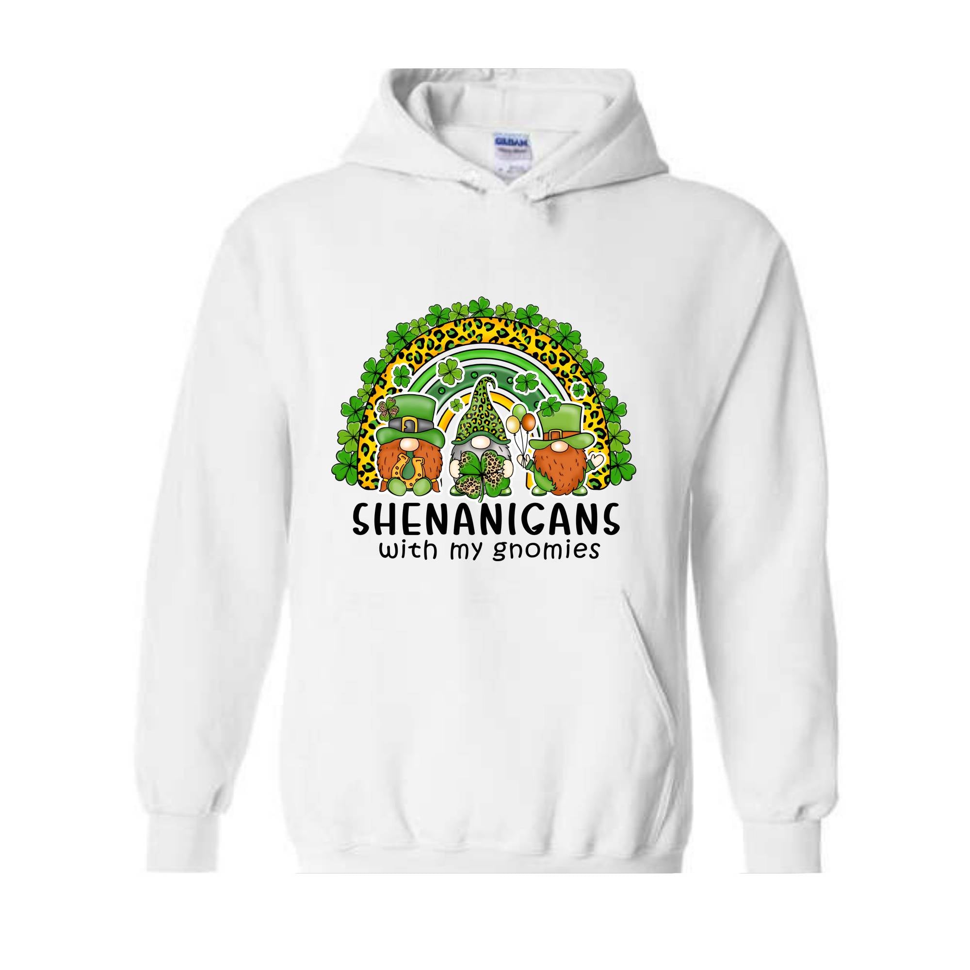 Shenanigans With My Gnomies Hoodie, St. Patricks Day Hoodie, Lucky Hoodie, Gnome Hoodie, Boho Rainbow Hoodie