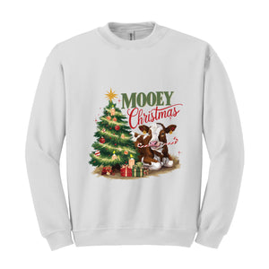 Mooey Christmas Cow Sweatshirt, Cow Lover Gift, Farm Christmas Sweater, Funny Christmas Shirt, Holiday Sweater, Christmas Hoodie