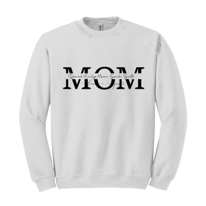 Custom Mama Sweatshirt, Personalized Mom Sweater With Kids Names Sleeve, Pregnancy Reveal Outfit, Birthday Mom Gift, Mothers Day Gift