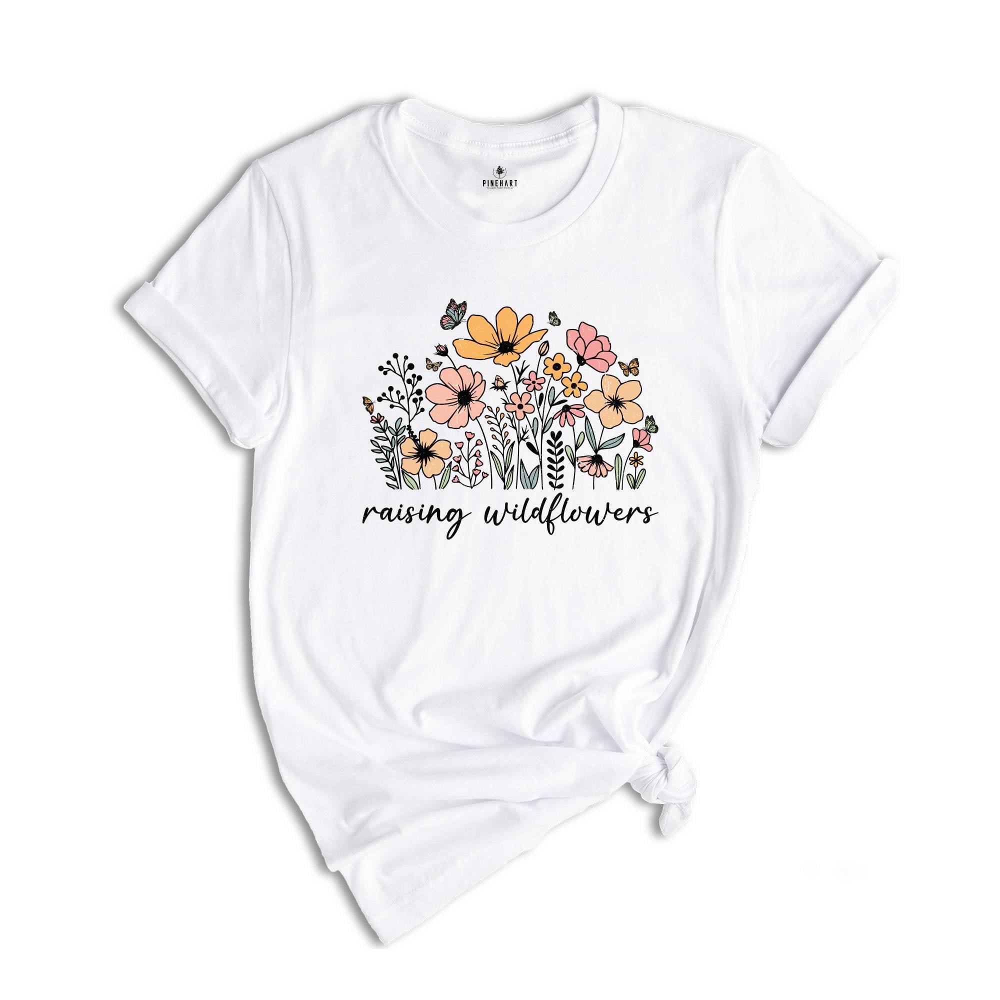 Raising Wildflowers Shirts, Raising Wildflowers Tee, Wildflower T-Shirt, Mom Shirt, Vintage Style Wildflowers Graphic Tee, Botanical Shirt