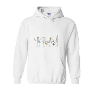 Christmas Skeleton Dancing Sweatshirt, Skeleton Sweatshirt, Dancing Skeleton Tee, Skeleton Lover Gift, Festive Sweatshirt, Winter Apparel