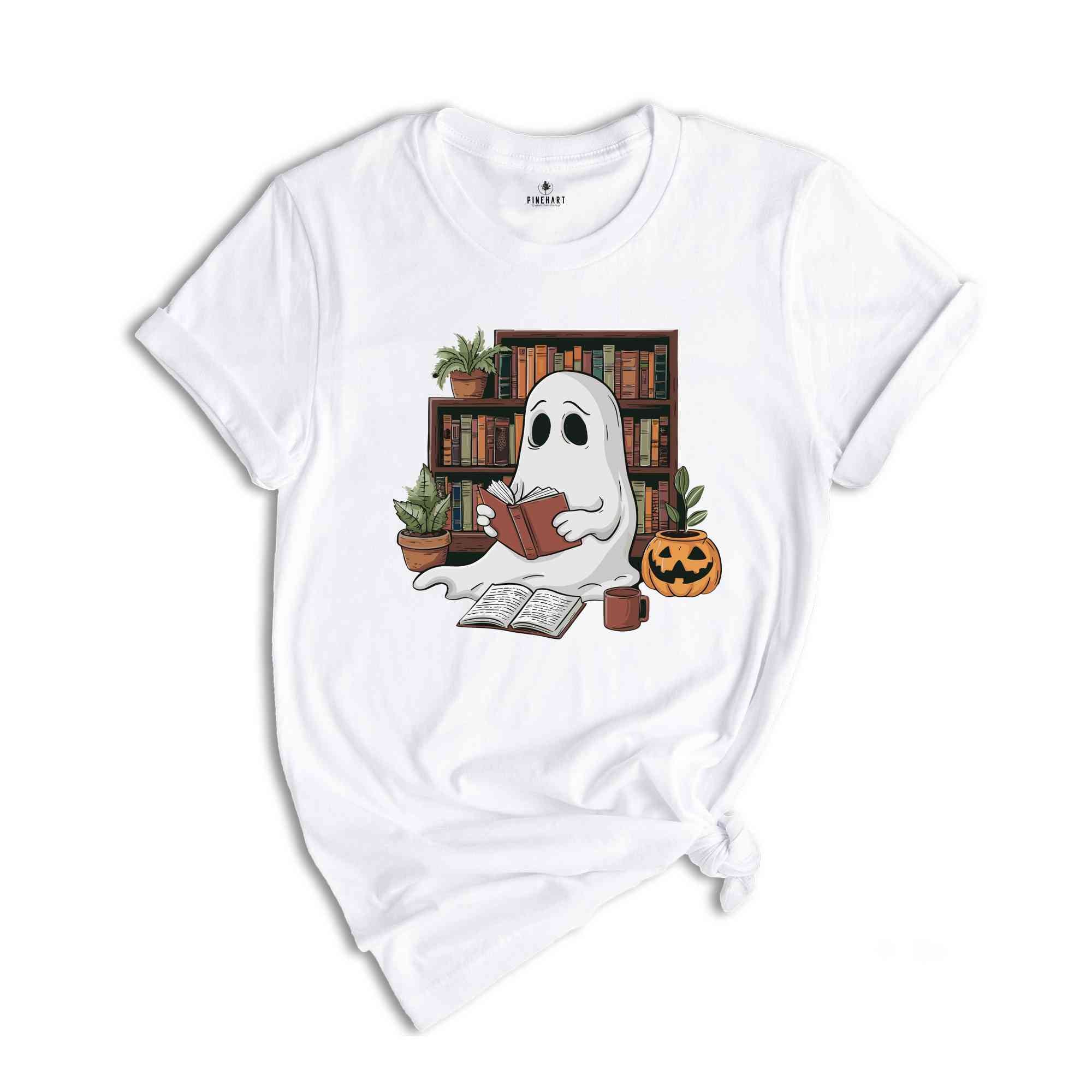 Bookish Ghost Shirt, Spooky Library Shirt, Book Lover Shirt, Reading Shirt, Pumpkin Shirt, Librarian Appreciation Gift