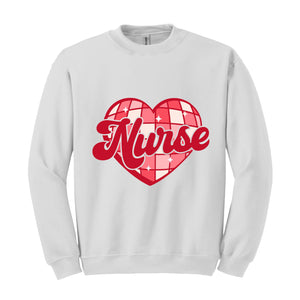 Nurse Valentine Sweatshirt, Valentines Nurse Sweatshirt, Valentine Day, Retro Valentines Heart, Nurse Sweatshirt, Nurse Valentine