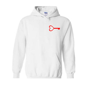 Heart Lock and Key Sweatshirt, Matching Couple Hoodie, Wedding Hoodie, Couple Valentines Gift, Love Hoodie, Valentine's Day Gift