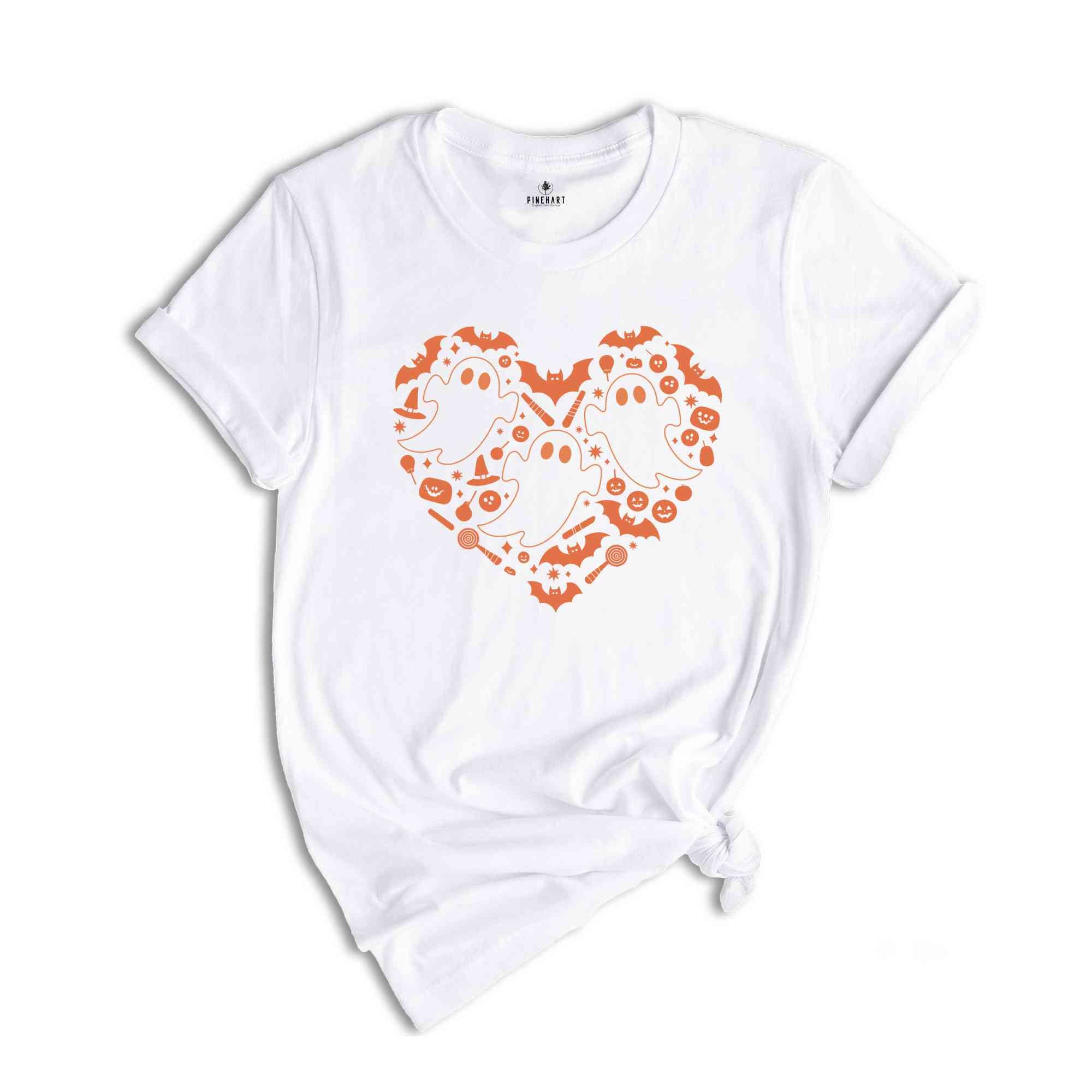 Halloween Ghost Shirt, Halloween Heart Shirt, Halloween Shirt, Cute Ghost Shirt, Fall Season Shirt, Vintage Ghost Shirt