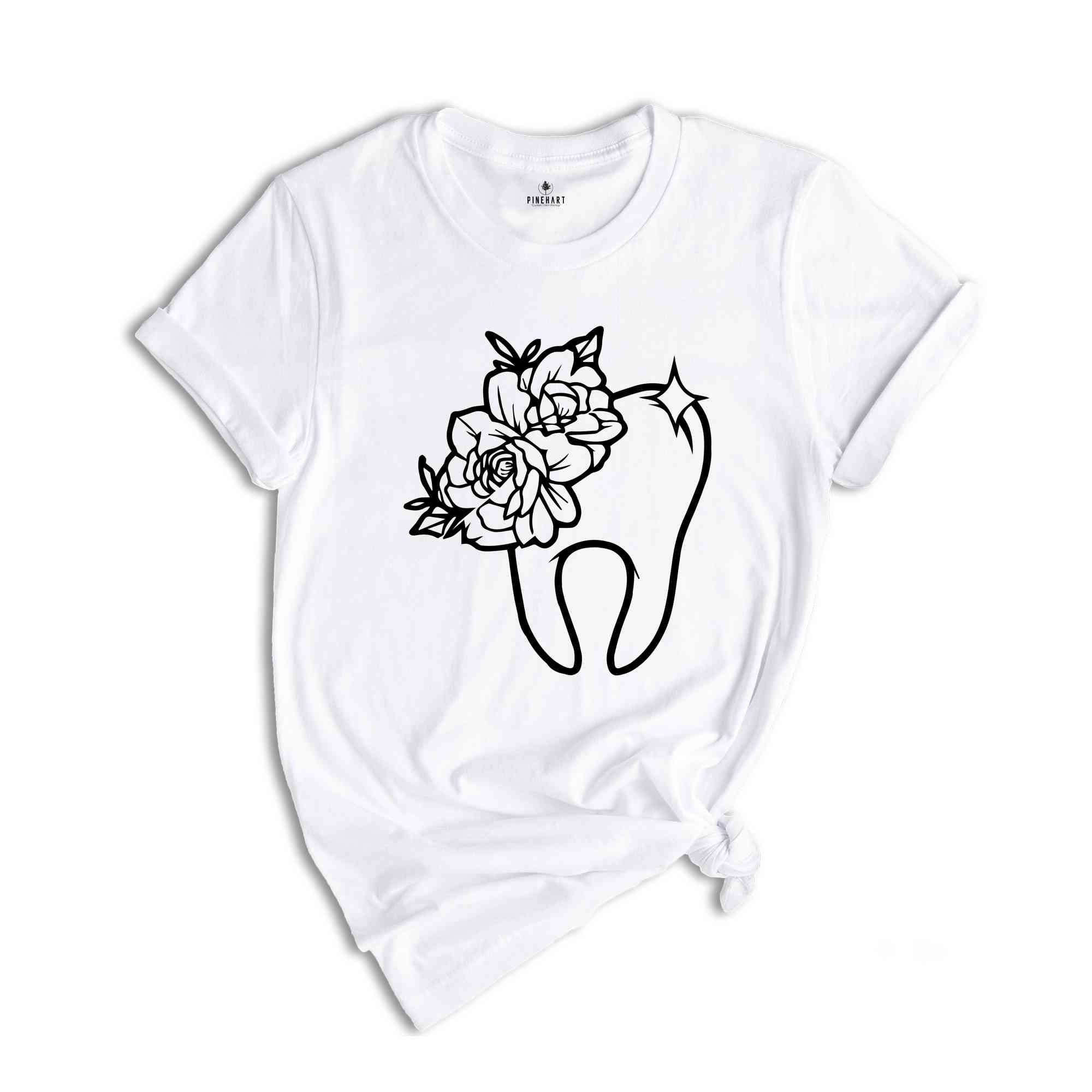 Custom Dental Shirts, Personalized Gift, Customized Dentist Shirts, Dental Assistant Gift, Dental Hygienist Shirt, Floral Tooth Graphic Tees