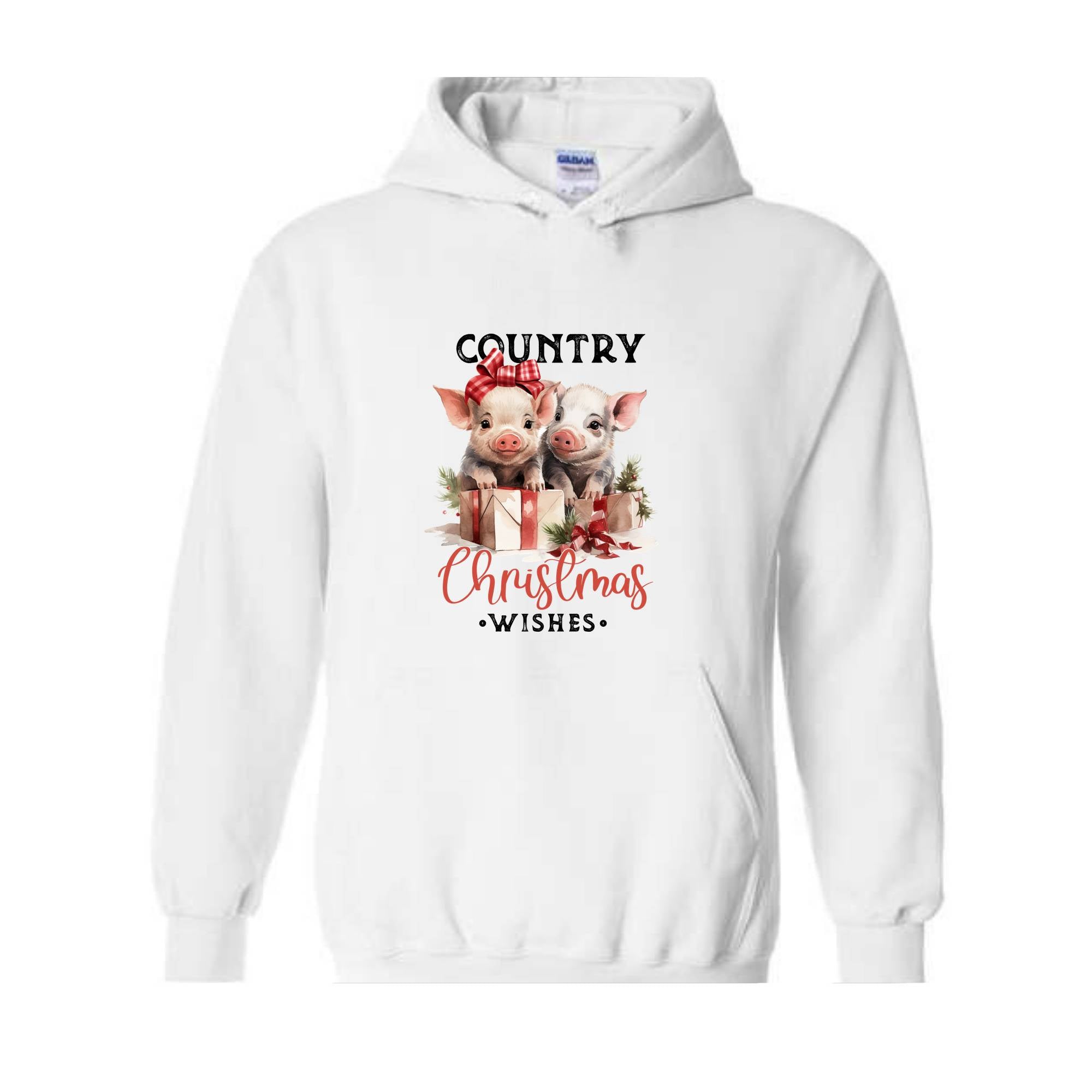 Country Christmas Wishes Sweatshirt, Christmas Sweatshirt, Christmas Gifts, Christmas Pig Sweater, Pig Sweatshirt