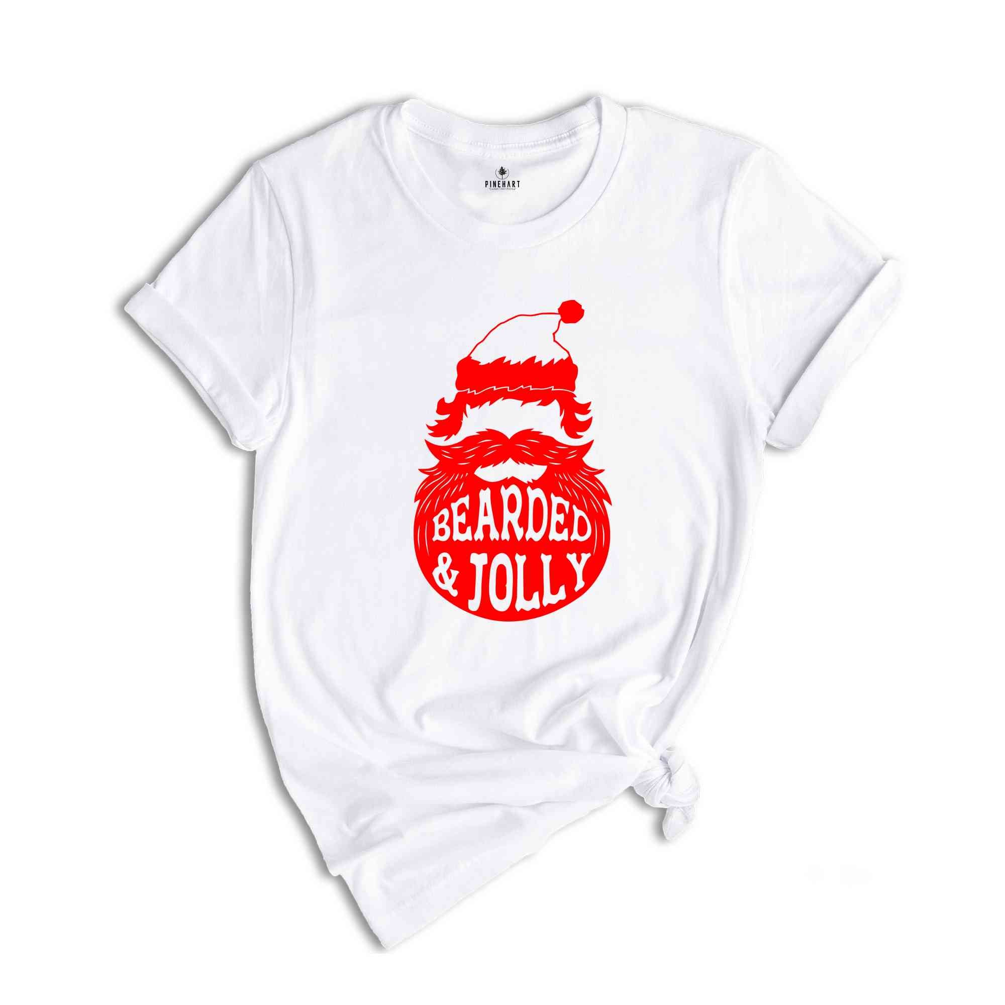 Bearded & Jolly Shirt, Santa Beard Shirt, Funny Christmas Shirt, Santa Claus Shirt, Cute Christmas Shirt, Holiday Season Shirt