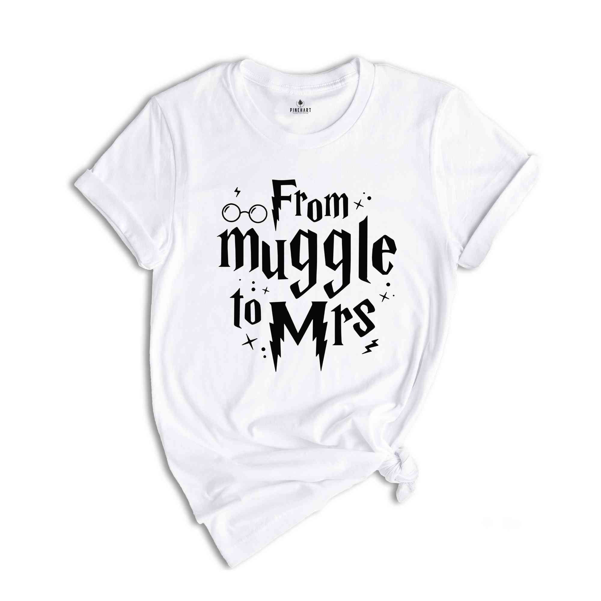 From Muggle to Mrs Shirt, Bridal Bachelorette, Potterhead Bridal Shirt, Harry Potter Fan Wedding, HP Wedding Shirt, Bookish Shirt