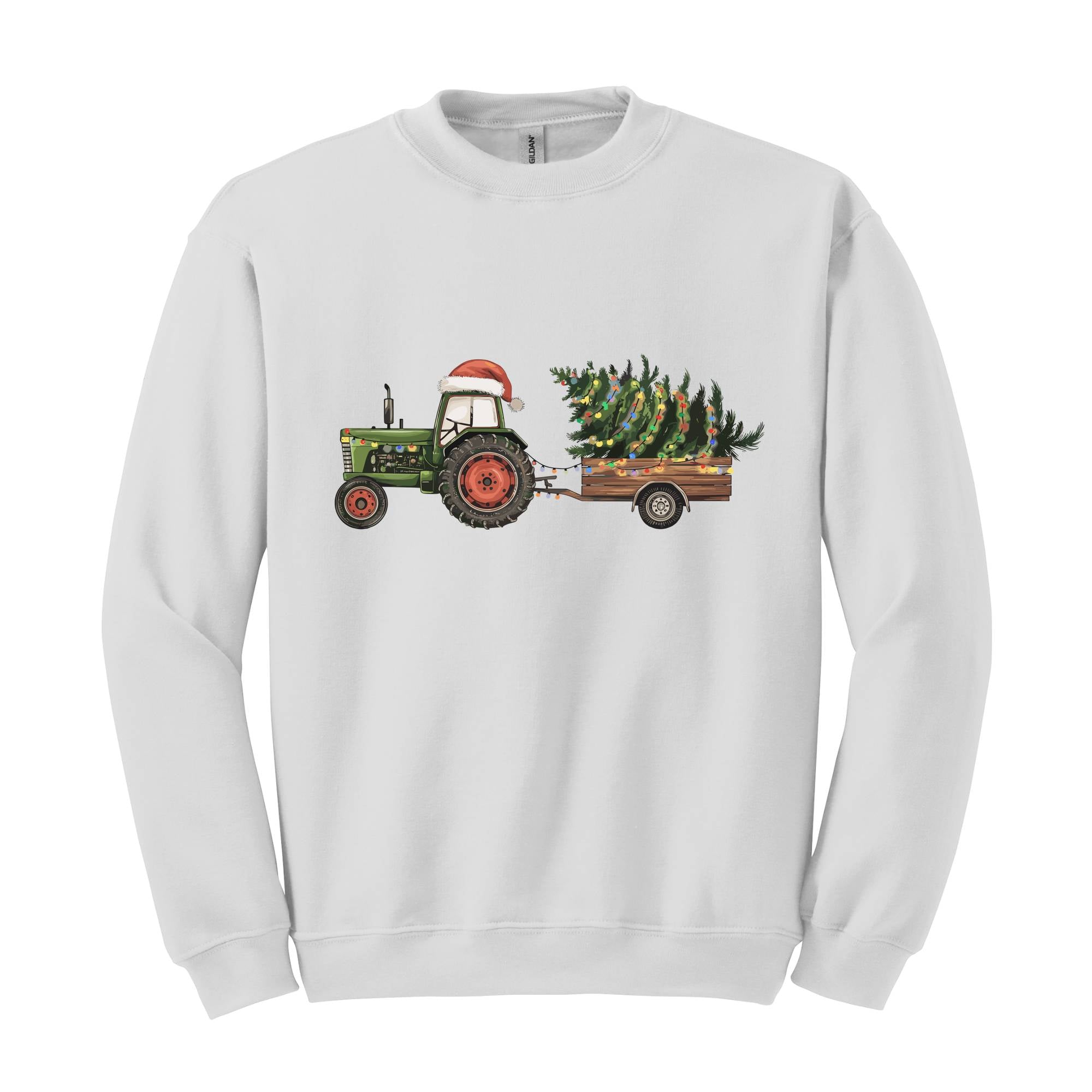 Tractor Christmas Tree Sweatshirt, Christmas Light Hoodie, Farmer Christmas Hoodie, Country Christmas Hoodie, Tractor Tree Hoodie