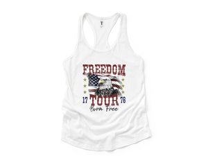 Freedom Tour Born Free Tank Top, USA Tank Top, Independence Day, 4th Of July Tank Top, USA Shirt, Fourth Of July Outfit, Bald Eagle Shirt