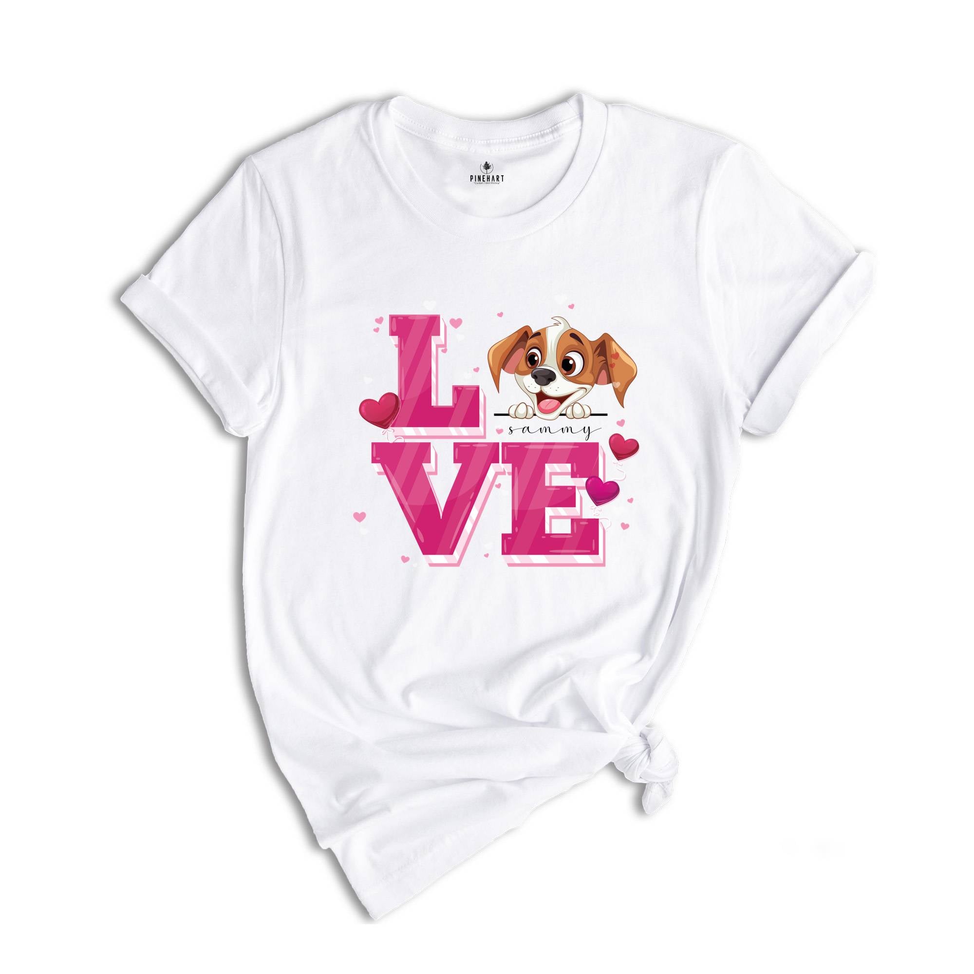 Cute Dog Valentine Shirt, Personalized Dog Valentines Day T Shirt, Custom Dog Shirt, Dog Lover Valentine Tees, Valentines Day Gift Shirt