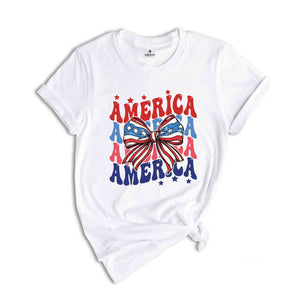 Coquette America Shirt, USA Shirt, Retro Stars And Stripes, Red White Blue Shirt, 4th of July Shirt, America Women's Shirt, Patriotic Shirt