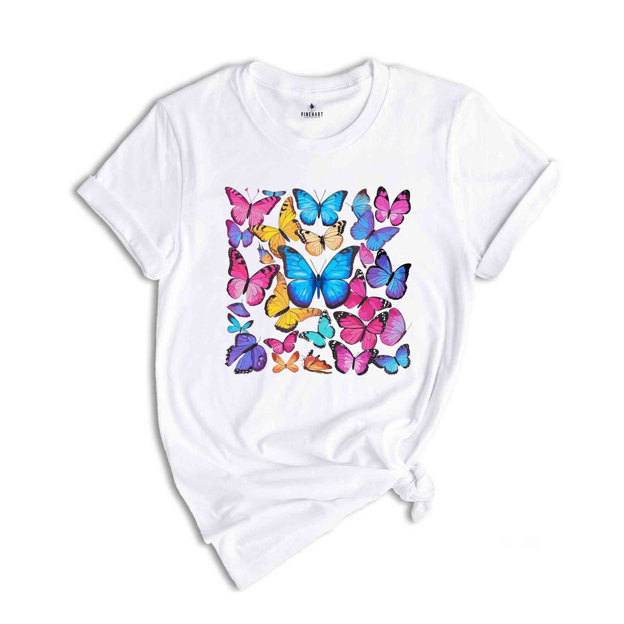 Rainbow Butterfly T-shirt, Cute Butterfly Gift, watercolor Butterflies Shirt, Cute Gift for Women, Summer Shirt, Cute Butterfly Shirt