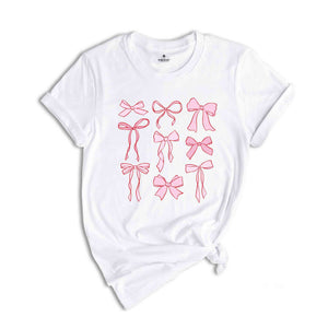 Pink Bow Trendy Shirt, Ribbon Bow Pullover Shirt, Cute Little Bow Shirt, Pink Bow Shirt, Ribbon Tee, Cute Ribbon Shirt