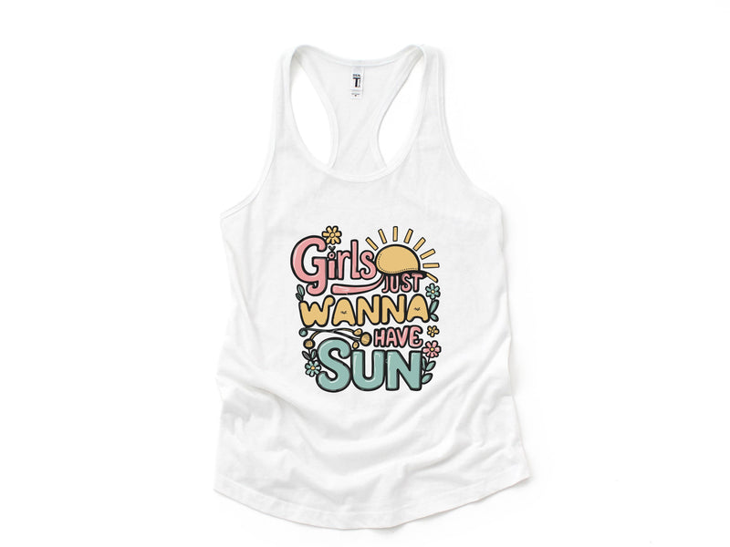 Girls Just Wanna Have Sun Tank Top, Summer Tank Top, Retro Summer Tank, Mom Tank Top, Beach Tank Top, Party Tank Top