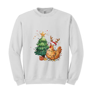 Chicken Christmas Sweatshirt, Cute Farm Girl, Funny Chicken Shirt, Chicken lover Gifts