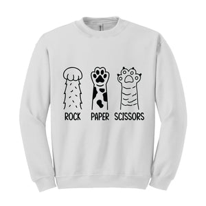 Rock Paper Scissors Sweatshirt, Funny Cat Paw sweatshirt, Gifts for Cat Lovers, Cat Owners sweatshirt, Cat Paws Sweatshirt