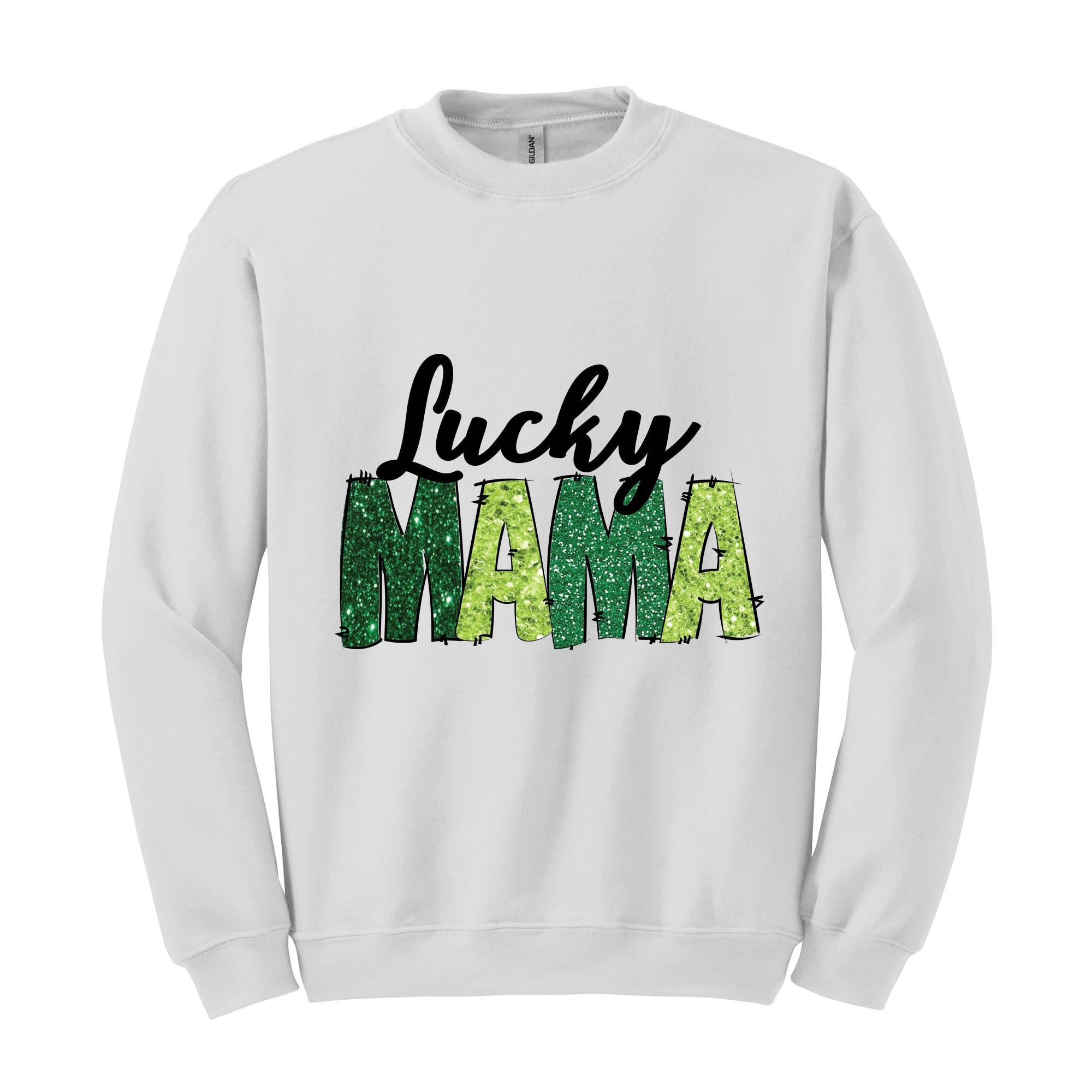 Custom Lucky Mama Sweatshirt, Custom Saint Patrick Sweatshirt, Mom Gift, Glitter St Patrick Hoodie, Personalized Clover Sweatshirt