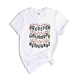 Christmas Alphabet Doodle Teacher T-Shirt, Teaching Shirt, Christmas Teacher Gift, Christmas Alphabet Tee, Christmas Student Gift