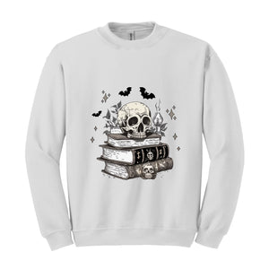 Spooky Skull Sweatshirt, Halloween Spell Books Sweatshirt, Spooky Sweater, Halloween Crewneck, Skull Shirt, Spell Books Shirt, Spooky Season