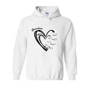 Custom Grandma Heart Sweatshirt, First Time Grandma Sweatshirt, kids Names Hoodie, Godmerch Sweatshirt, Mother's Day Hoodie