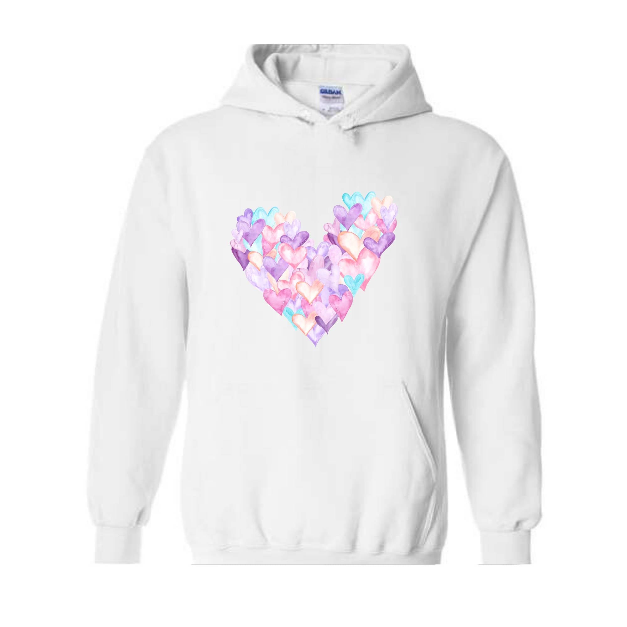 Cute Brushstroke Heart Sweatshirt, Happy Valentines Day Hoodie, Valentines Day Gift, Girls Valentine Tees, Heart Sweatshirt