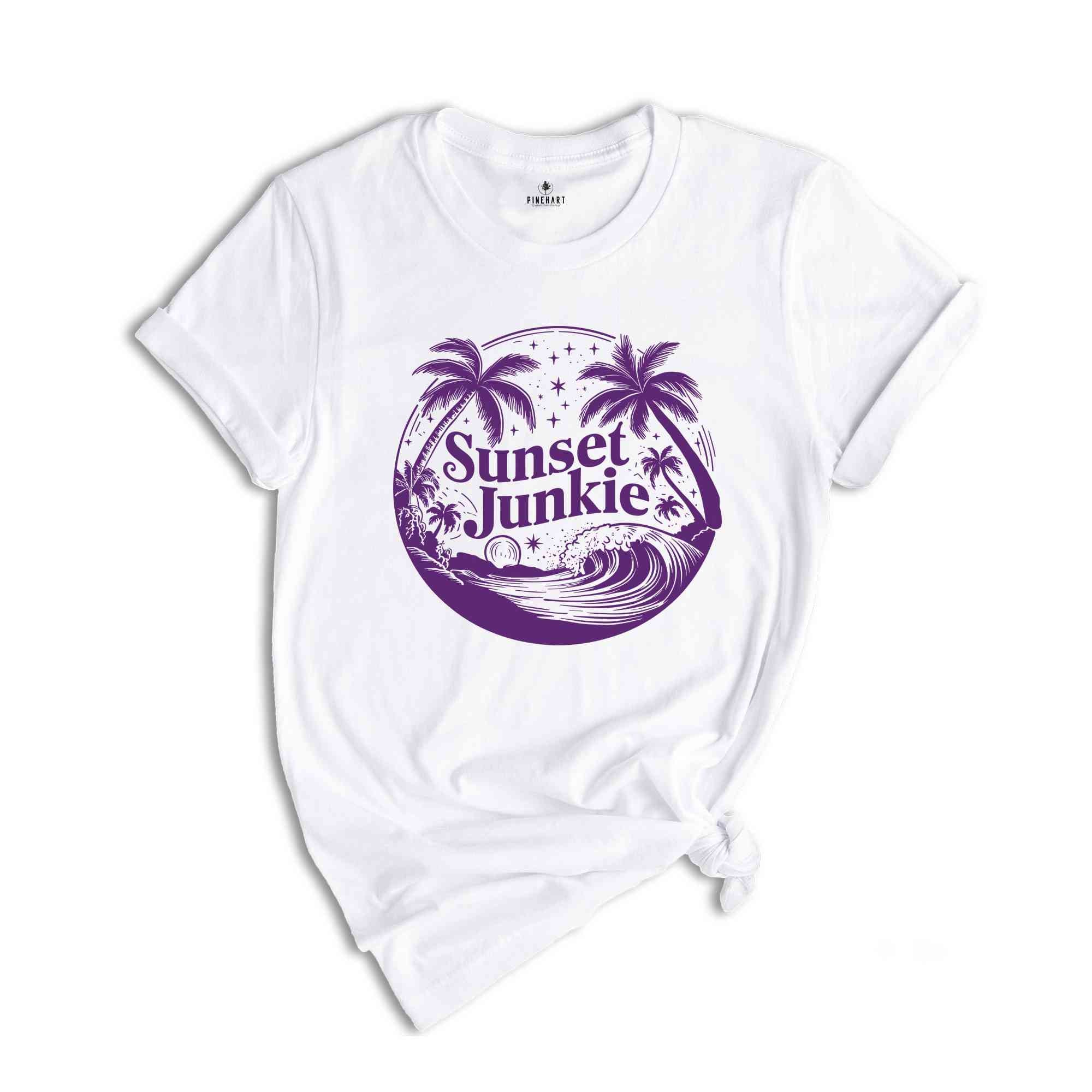 Sunset Junkie Shirt, Beach Vibes Tee, Floral Shirt, Summer Vibes Shirt, Beach Sunset Shirt, Gift For Her