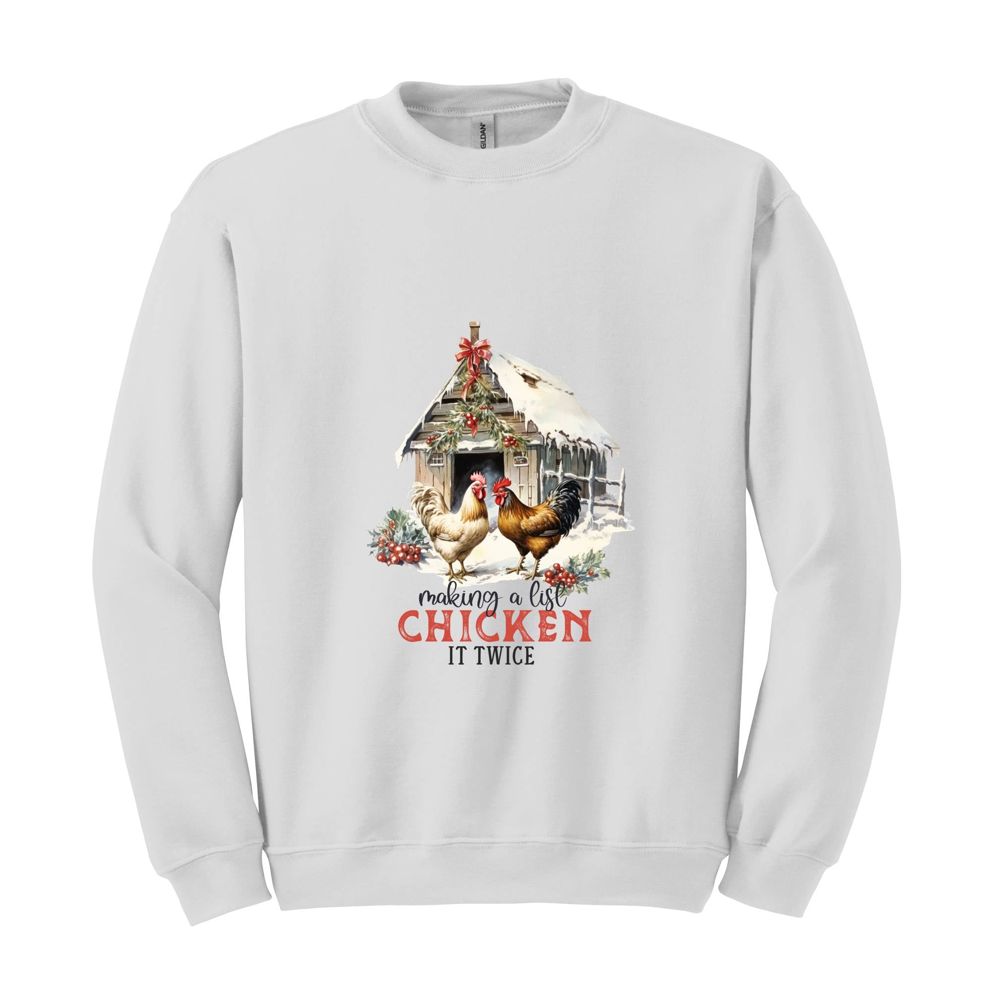 Making A List Chicken It Twice Sweatshirt, Christmas Sweatshirt, Christmas Gifts, Christmas Chicken Sweatshirt