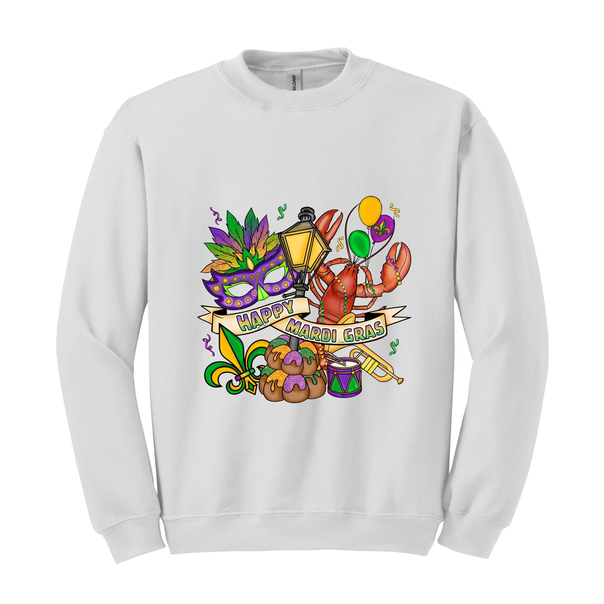 Mardi Gras Theme Sweatshirt, Festival Ready Hoodie, Colorful Carnival Sweater, Party Wear, Mardi Gift