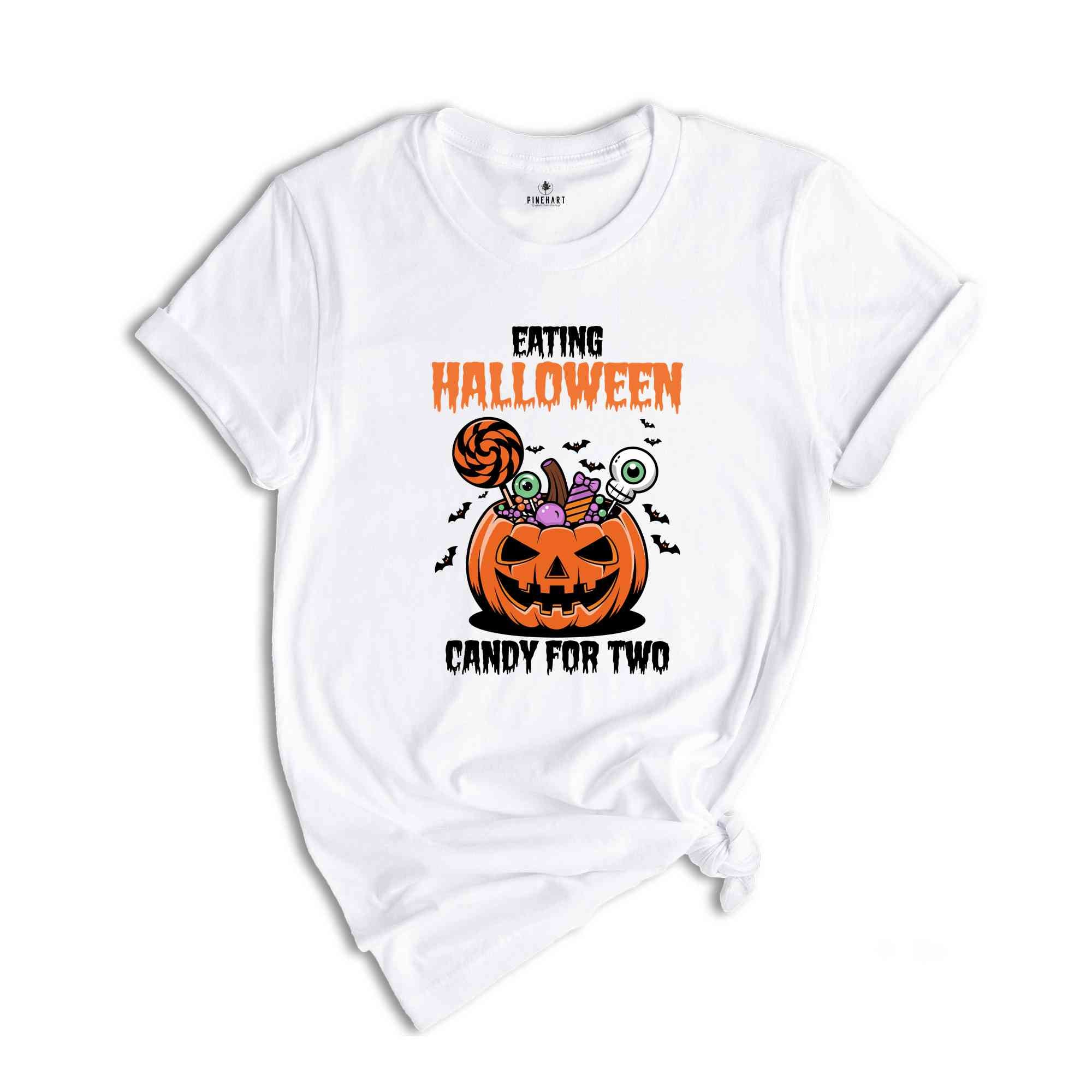 Eating Halloween Candy for Two Shirt, Halloween Shirt, Pregnancy Announcement Shirt, Baby Reveal Shirt, Halloween Pregnant Mom Tee