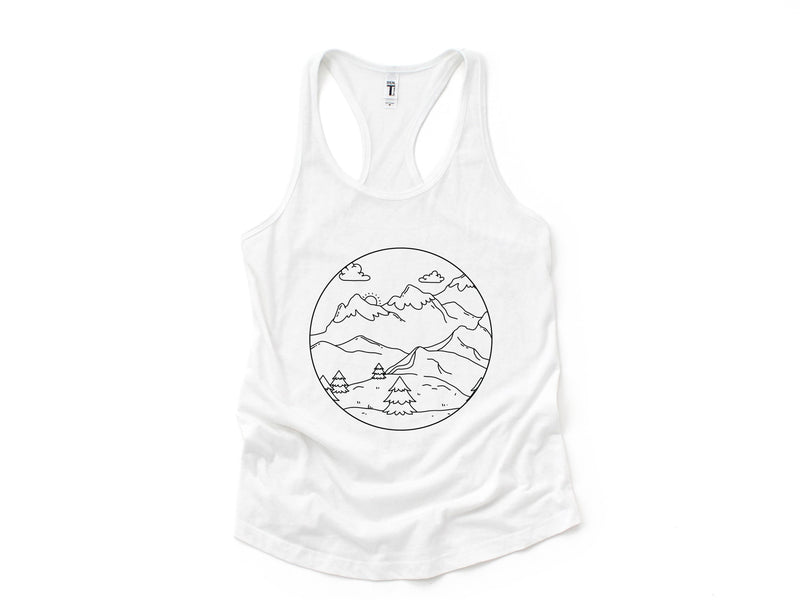 Mountain Sunrise Tank Top, Mountains Tank Top, Sunrise Tank Top, Clouds Tank Top, Boho Tank Top, Trees Tank Top, Hippie Tank Top, Sun Tank