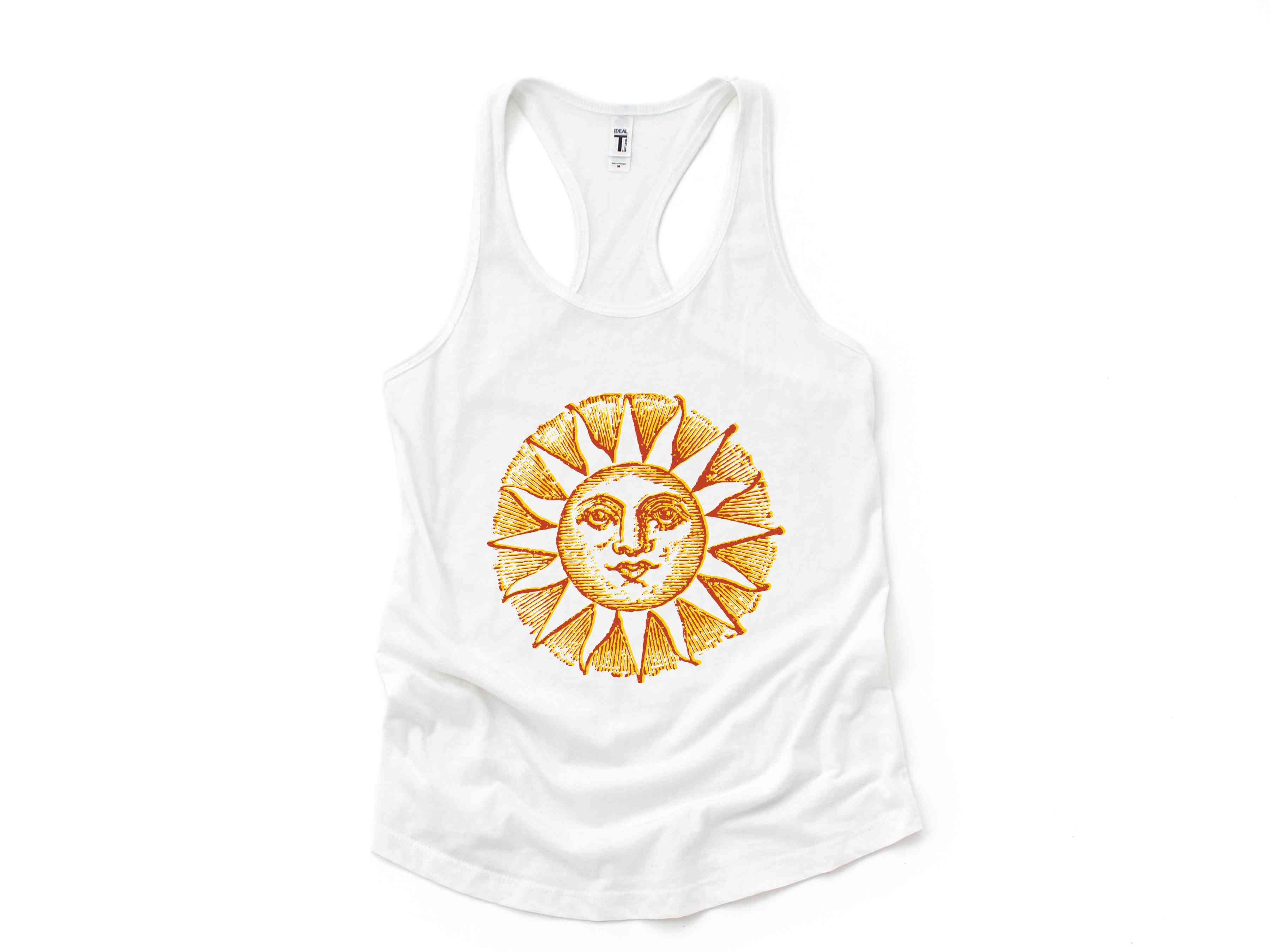 Vintage Sun Tank Top, Boho Sun Tank Top, Summer Tops, Vintage Apparel, Beach Lovers Gift, Workout Tank