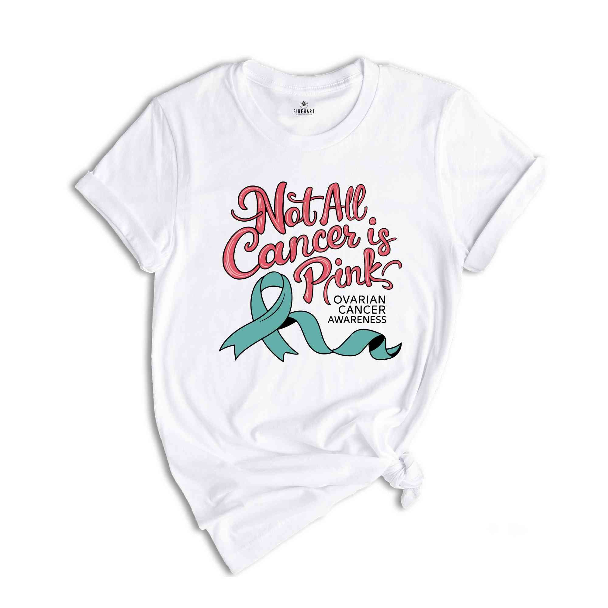 Ovarian Cancer Warrior Vneck Shirt, Awareness Graphic Tees, Ovarian Cancer Fighter Shirt, Ovarian Cancer Support Gift, Cancer Ribbon T-Shirt