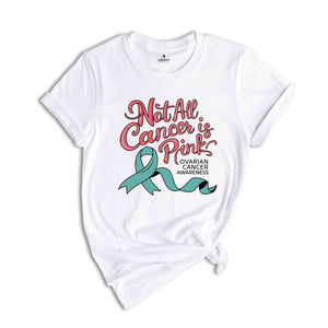 Ovarian Cancer Warrior Vneck Shirt, Awareness Graphic Tees, Ovarian Cancer Fighter Shirt, Ovarian Cancer Support Gift, Cancer Ribbon T-Shirt