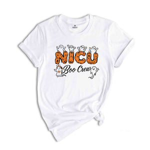 NICU Boo Crew T-Shirt, Halloween NICU Nurse Shirt, Spooky Neonatal Intensive Care Unit Nurse Gifts For Halloween