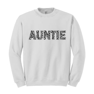 Auntie Sweatshirt, Western Auntie Sweatshirt, Cow Pattern Auntie Sweatshirt, Aunt Sweatshirt, Gift for Aunt, Western Family Gift