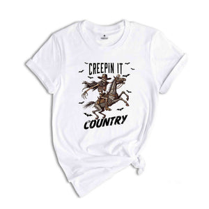 Creepin It Country Shirt, Halloween Skeleton Shirt, Funny Halloween Shirt, Western Halloween Shirt, Spooky Season Shirt, Cowboy Shirt