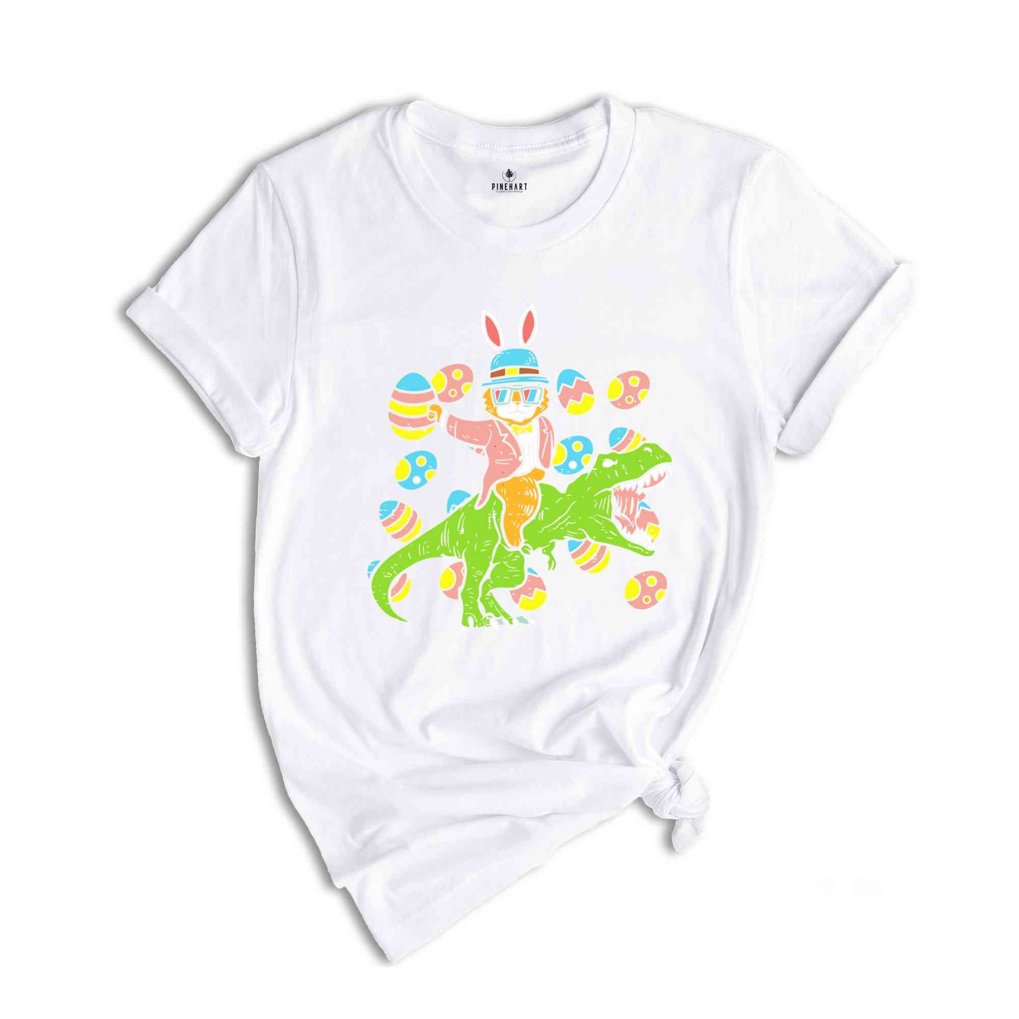 Easter Bunny Riding Dino T-Shirt, Love Easter Shirt, Cute Bunny Shirt, Easter Flower Shirt, Easter Family Shirt, Dinosaur T-Shirt