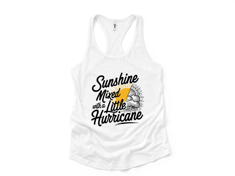 Sunshine Mixed With a Little Hurricane Shirt, Beach lover shirt, Summer Tank, Beach Tank Top, Nature Lover Tank Top