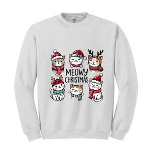 Cat Christmas Sweatshirt, Cat Lover Christmas Shirt, Meowy Christmas Shirt, Christmas Cat Mom Sweater, Catmas Gift for Christmas, Cat Shirts