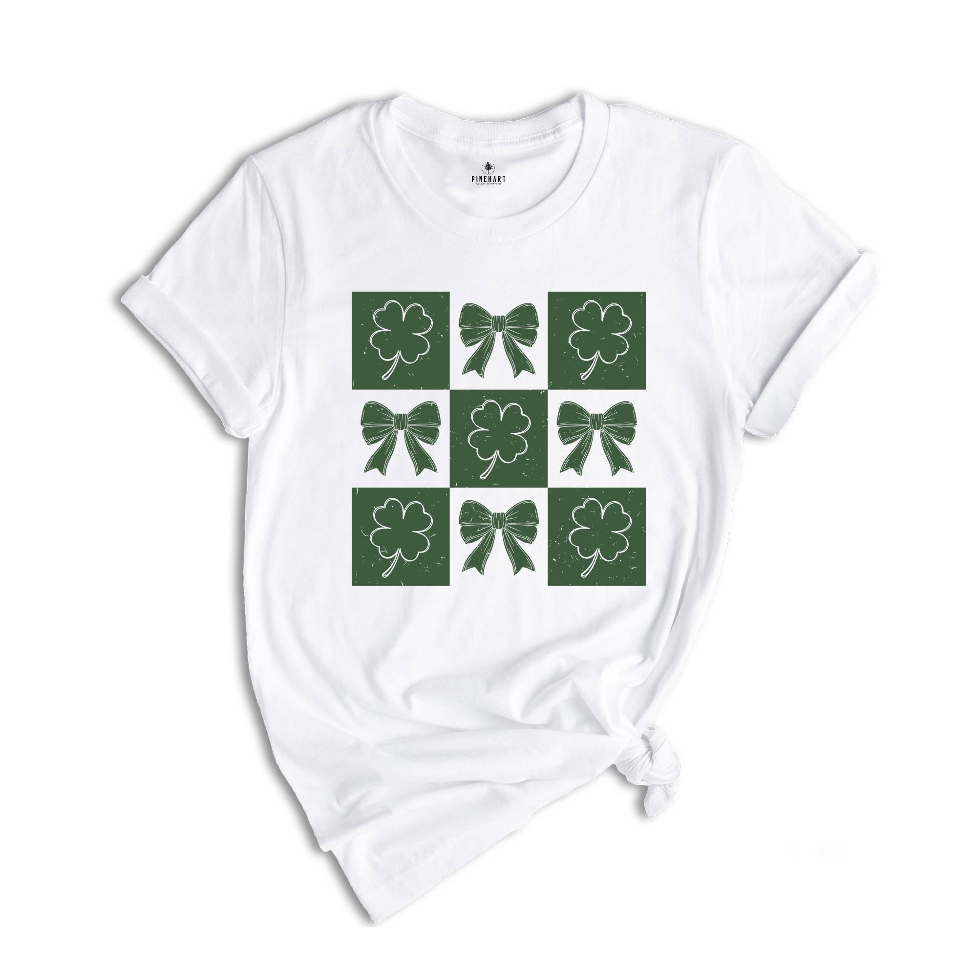 Retro Checkered St Patrick's Day Shirt, Coquette St Patty's Day Shirt, Lucky Shamrock Shirt, St Patricks Coquette Shirt, Lucky Charm Shirt