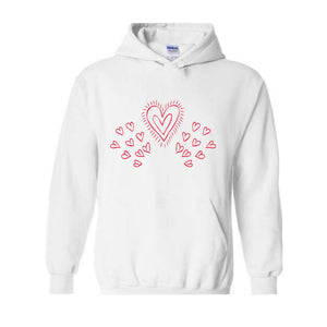 Heart Valentine Sweatshirt, Heart Hoodie, Ladies Valentine Day Sweatshirt, Gift for Girlfriend, Wife Gift Hoodie, Couple Sweatshirt