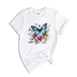 Butterfly Shirt, Floral Nature Shirt, Wildlife Shirt, Gardening Lover Shirt, Garden Mom Shirt, Plant Lady Shirt, Nana Shirt, Floral Shirt