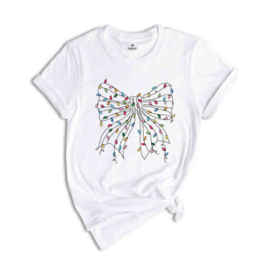 Coquette Christmas Lights Shirt, Christmas Bow Shirt, Christmas Shirt, Christmas Light Shirt, Bow Shirt, Coquette Shirt, Cute Christmas Tee